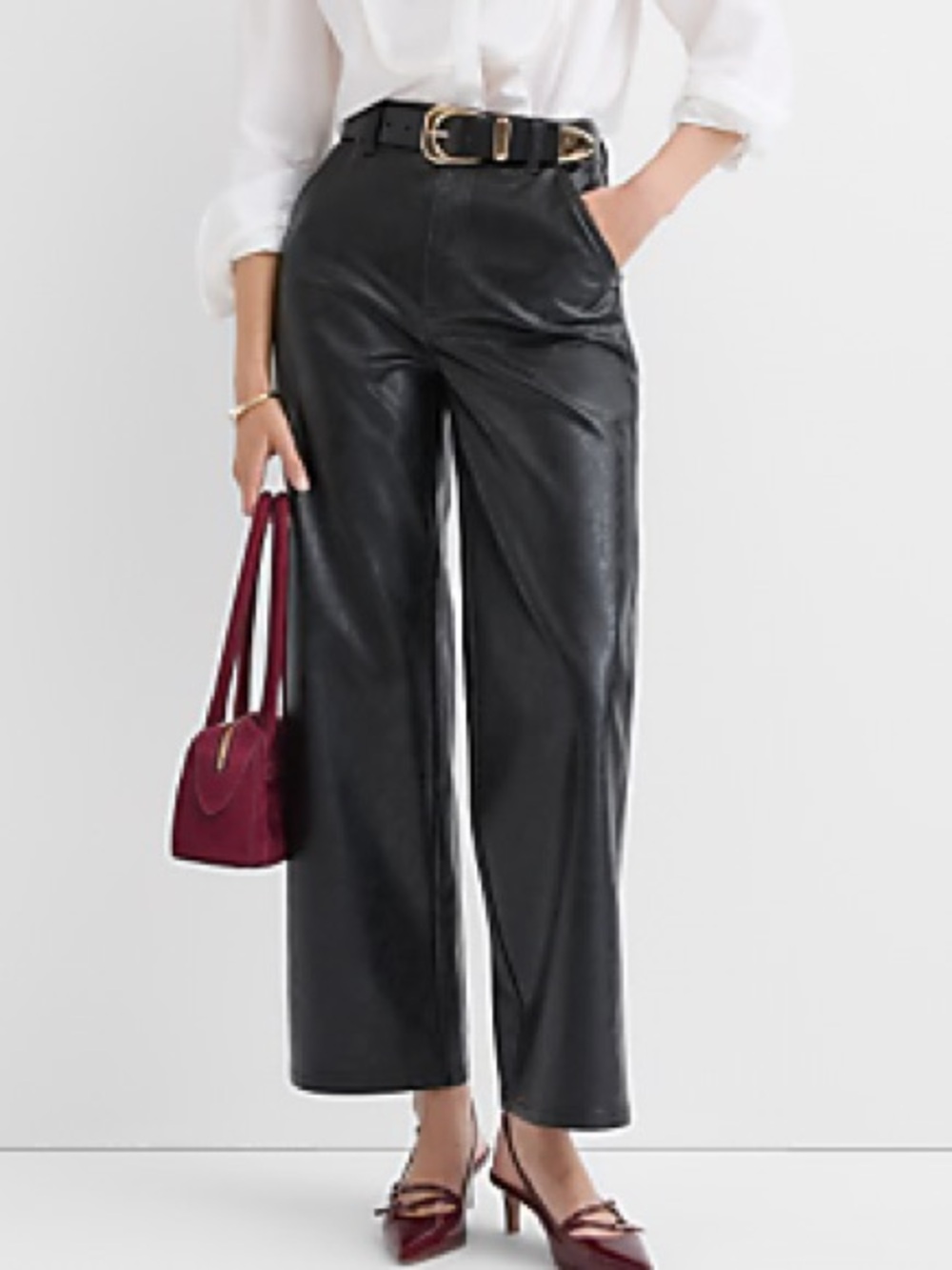 Loft Petite Straight Pleather Pants